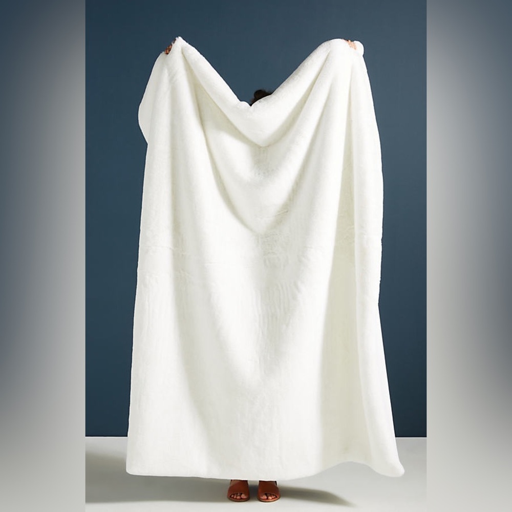 Anthropologie Sophie Faux Fur Throw Blanket